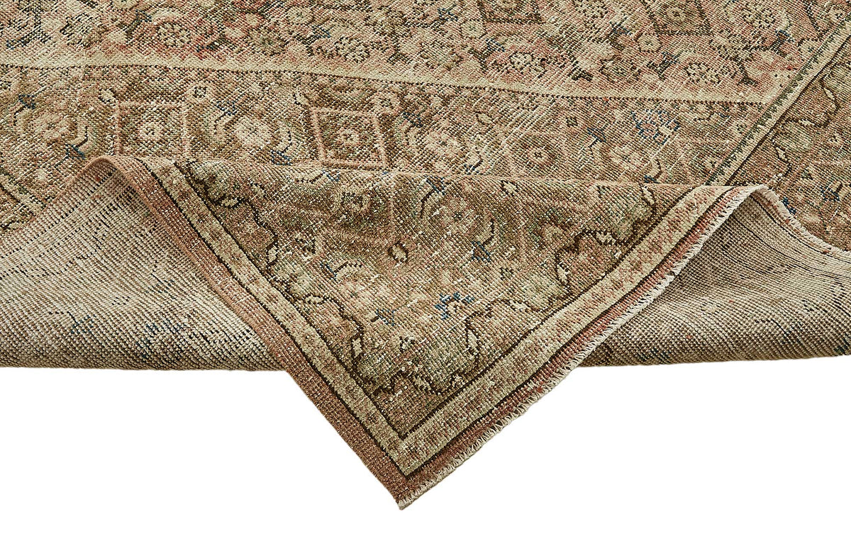 Rusvo Kahverengi Halı 6 m2 Bej Zeminli Geometrik Desenli 285x393 cm – kenar detayı