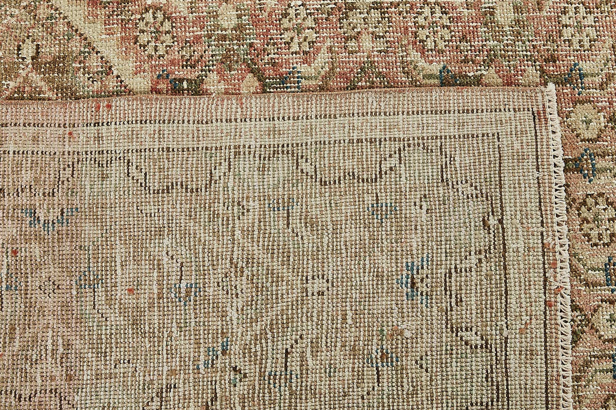 Rusvo Kahverengi Halı 6 m2 Bej Zeminli Geometrik Desenli 285x393 cm – arka yüz görünümü