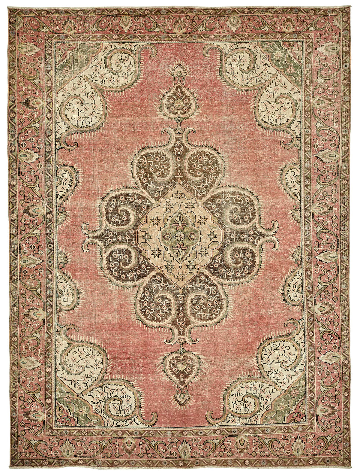 Rusvo Pembe Halı Vintage Madalyon Desenli El Dokuma 291x390 cm 49702