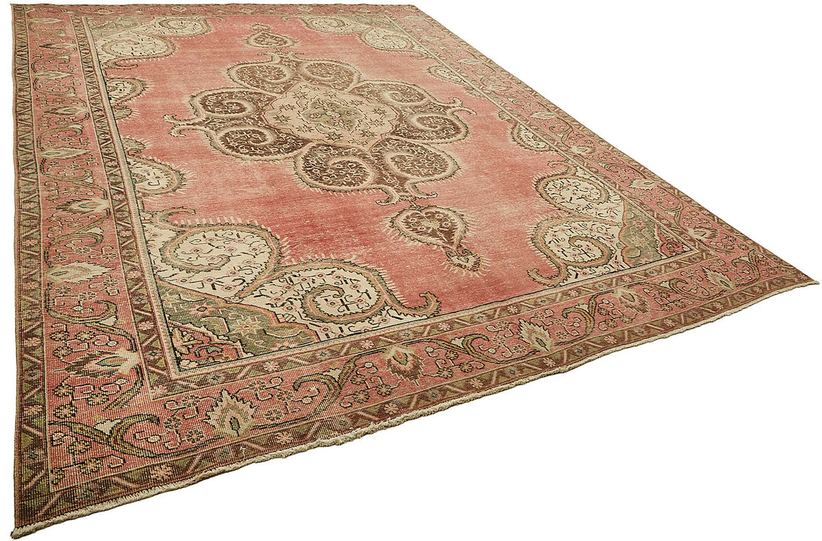 Rusvo Pembe Halı Vintage Madalyon Desenli El Dokuma 291x390 cm 49702 – genel görünüm