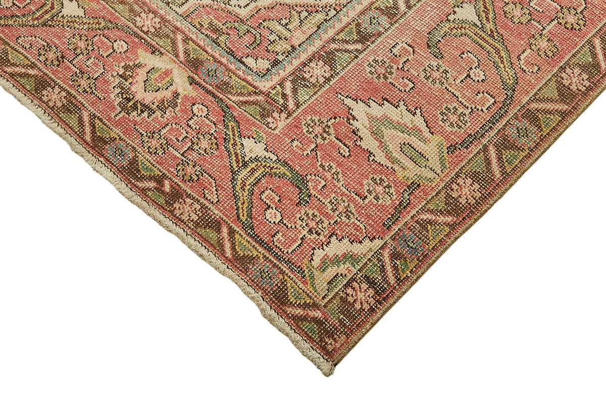Rusvo Pembe Halı Vintage Madalyon Desenli El Dokuma 291x390 cm 49702 – detay görünümü
