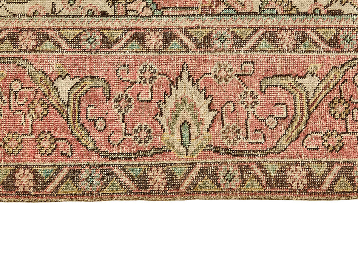 Rusvo Pembe Halı Vintage Madalyon Desenli El Dokuma 291x390 cm 49702 – farklı açı