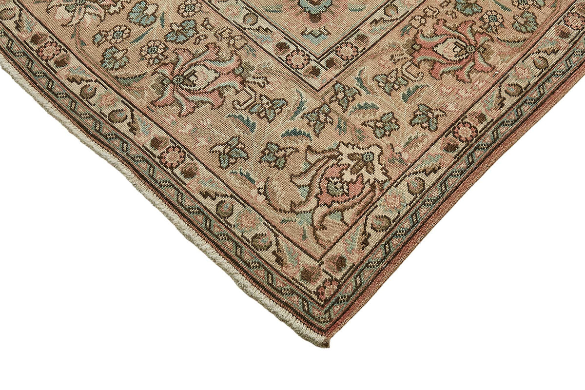 Rusvo Madalyon Desenli Pembe Vintage El Dokuma Halı 287x404 cm – detay görünümü