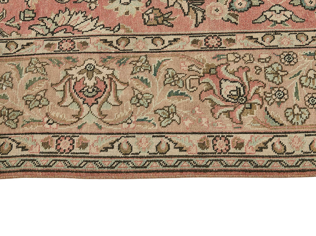 Rusvo Madalyon Desenli Pembe Vintage El Dokuma Halı 287x404 cm – farklı açı
