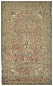Rusvo Vintage Bej Gümüş Madalyon Desenli Düz Dokuma Halı 293x484 cm