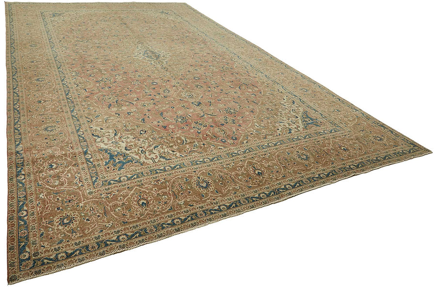 Rusvo Vintage Bej Gümüş Madalyon Desenli Düz Dokuma Halı 293x484 cm – genel görünüm
