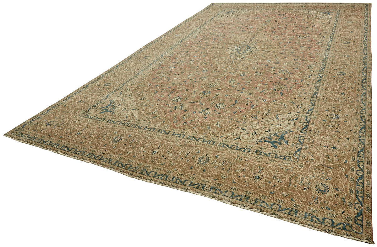 Rusvo Vintage Bej Gümüş Madalyon Desenli Düz Dokuma Halı 293x484 cm – doku yakın çekim