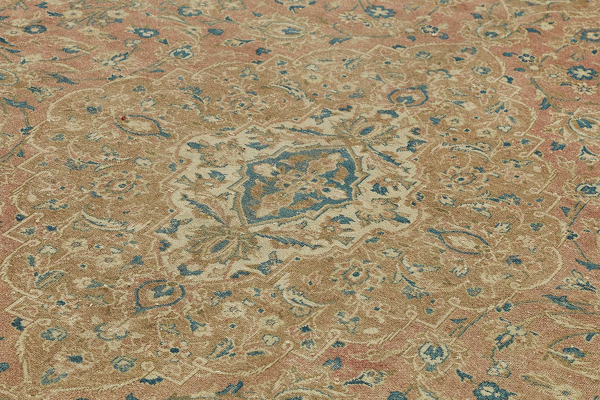 Rusvo Vintage Bej Gümüş Madalyon Desenli Düz Dokuma Halı 293x484 cm – mekânda kullanım