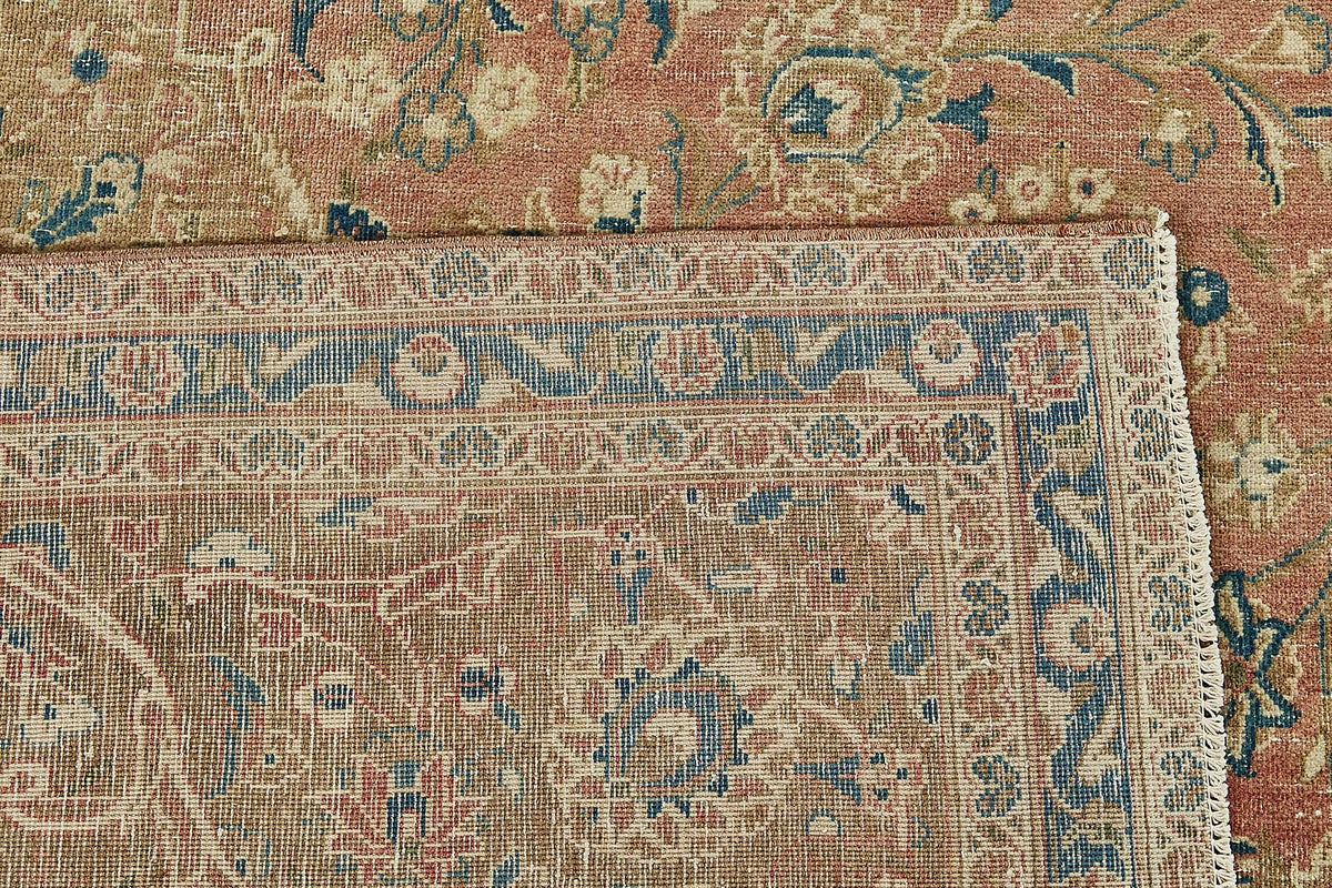 Rusvo Vintage Bej Gümüş Madalyon Desenli Düz Dokuma Halı 293x484 cm – arka yüz görünümü