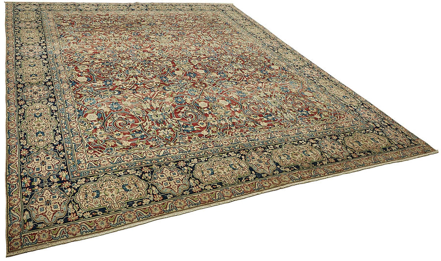 Rusvo Vintage Kırmızı Çiçek Desenli El Dokuma Halı 290x358 cm 49705 – genel görünüm