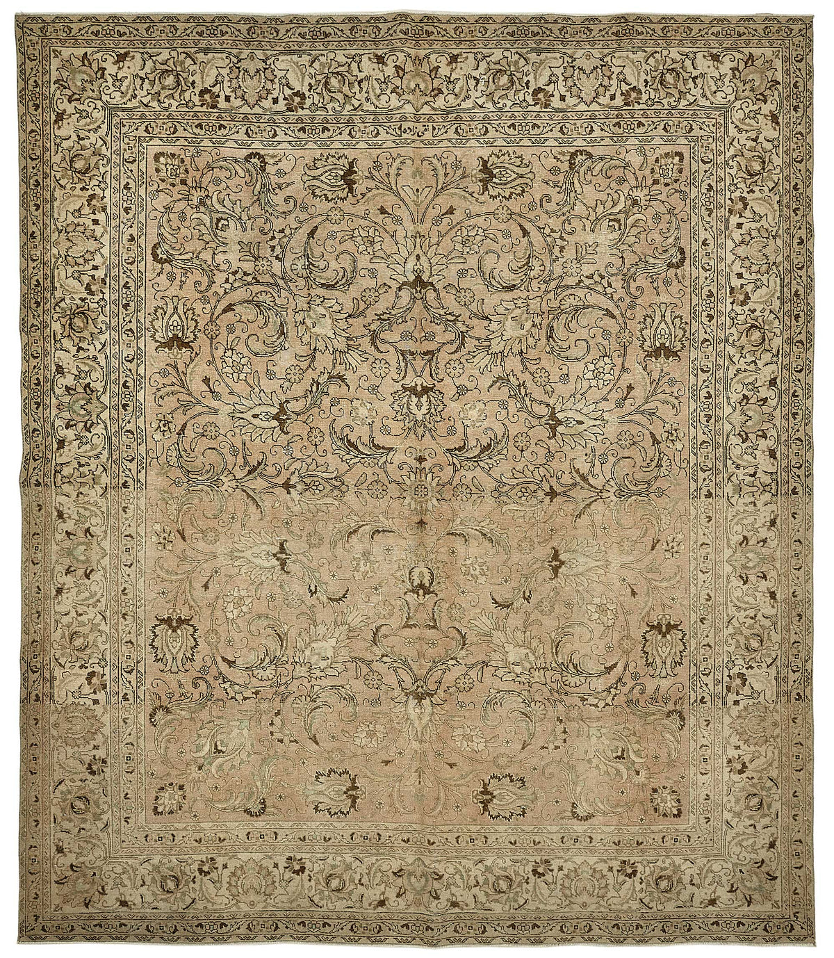 Rusvo Açık Kahverengi Vintage El Dokuma Halı 287x340 cm