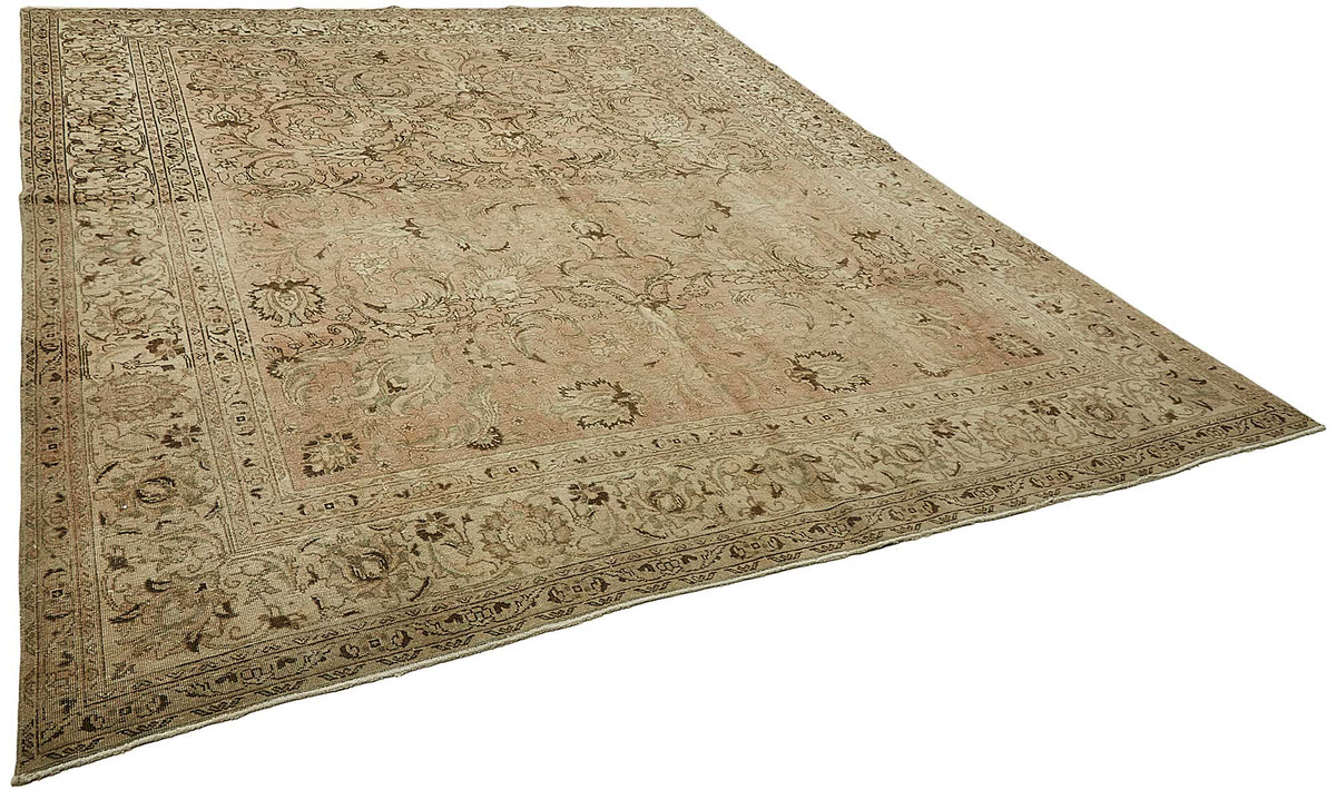 Rusvo Açık Kahverengi Vintage El Dokuma Halı 287x340 cm – genel görünüm