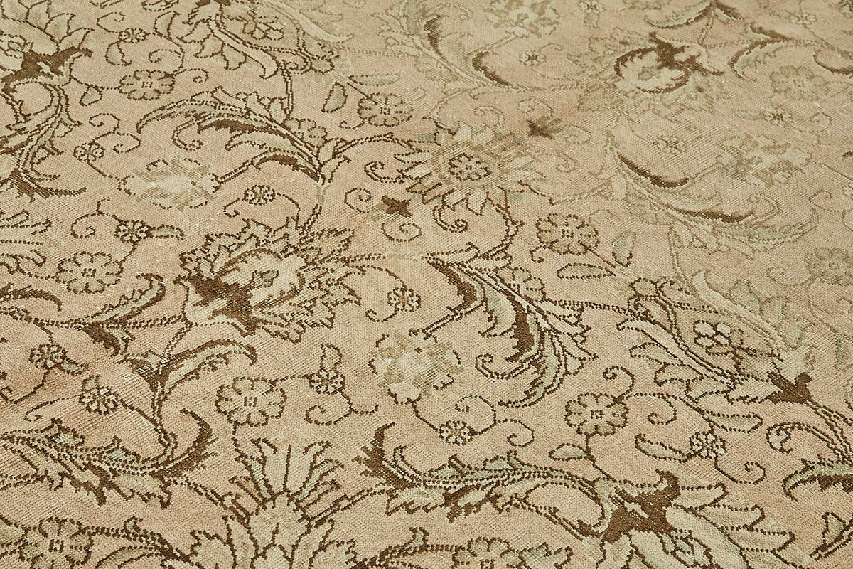 Rusvo Açık Kahverengi Vintage El Dokuma Halı 287x340 cm – mekânda kullanım