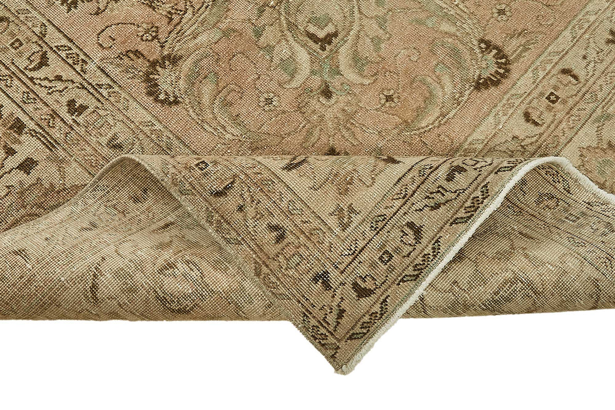 Rusvo Açık Kahverengi Vintage El Dokuma Halı 287x340 cm – kenar detayı