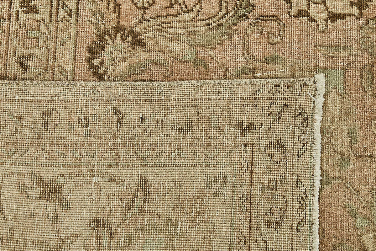 Rusvo Açık Kahverengi Vintage El Dokuma Halı 287x340 cm – arka yüz görünümü