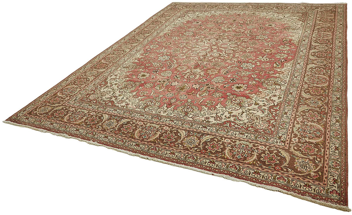 Rusvo Vintage Kırmızı Madalyon Desenli El Dokuma Halı 247x350 cm – doku yakın çekim