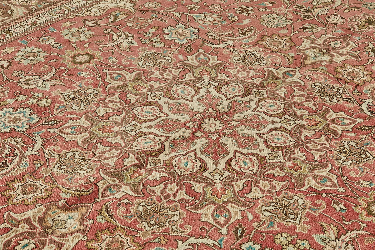 Rusvo Vintage Kırmızı Madalyon Desenli El Dokuma Halı 247x350 cm – mekânda kullanım