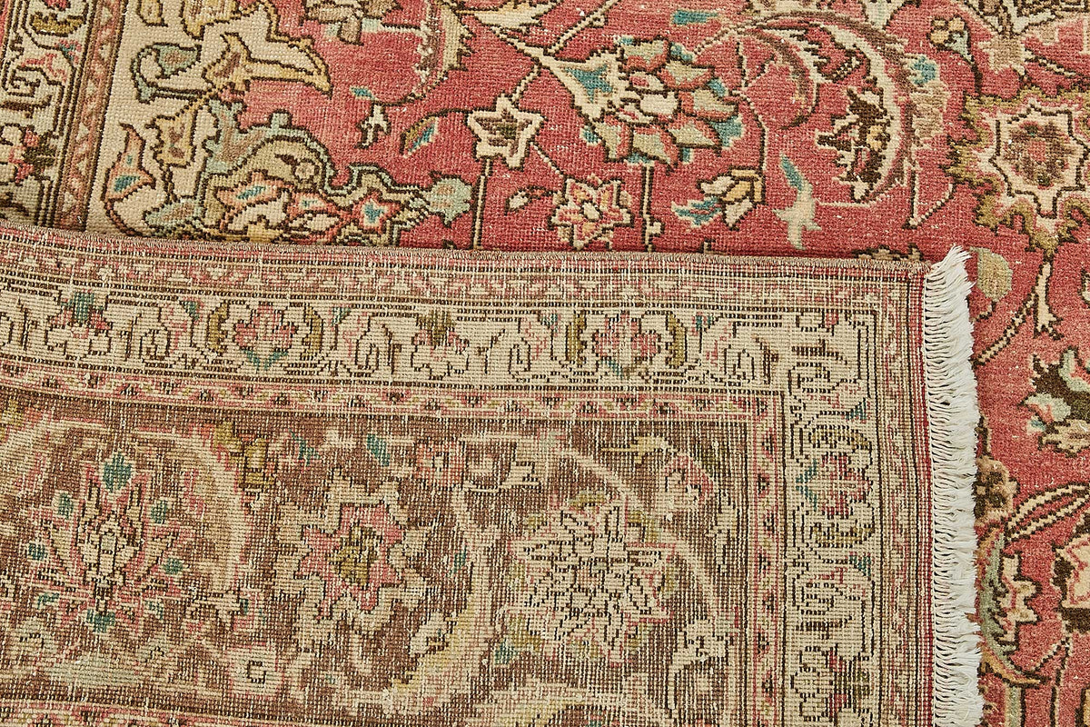 Rusvo Vintage Kırmızı Madalyon Desenli El Dokuma Halı 247x350 cm – arka yüz görünümü