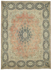 Rusvo Vintage Pembe Madalyonlu Düz Dokuma Halı 293x396 cm 49711
