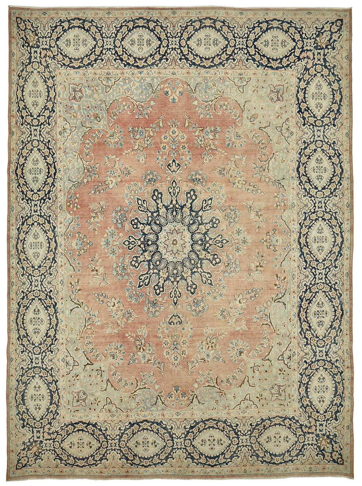 Rusvo Vintage Pembe Madalyonlu Düz Dokuma Halı 293x396 cm 49711