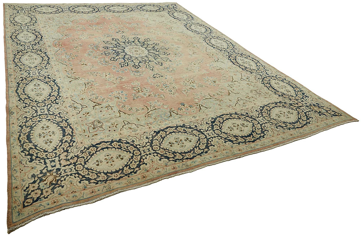 Rusvo Vintage Pembe Madalyonlu Düz Dokuma Halı 293x396 cm 49711 – genel görünüm