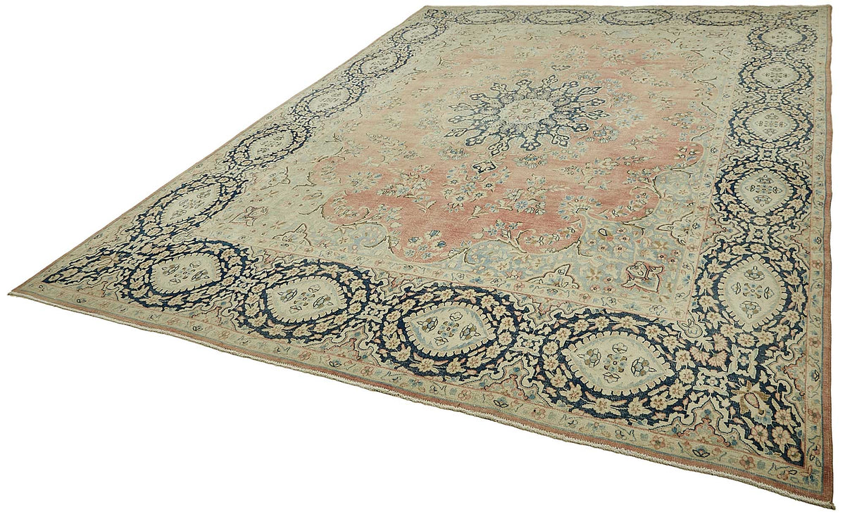 Rusvo Vintage Pembe Madalyonlu Düz Dokuma Halı 293x396 cm 49711 – doku yakın çekim