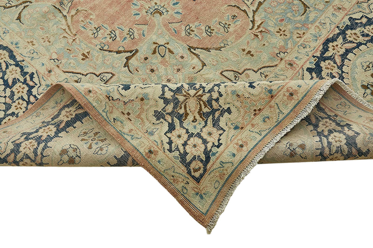 Rusvo Vintage Pembe Madalyonlu Düz Dokuma Halı 293x396 cm 49711 – kenar detayı
