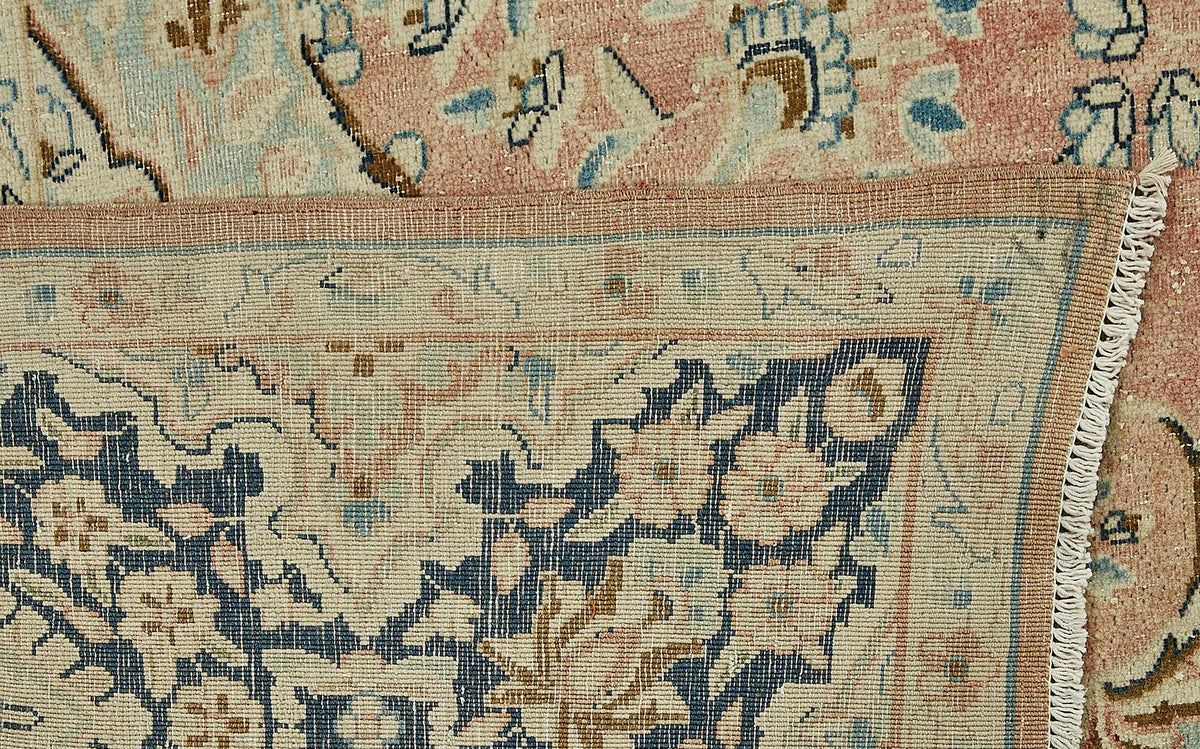 Rusvo Vintage Pembe Madalyonlu Düz Dokuma Halı 293x396 cm 49711 – arka yüz görünümü