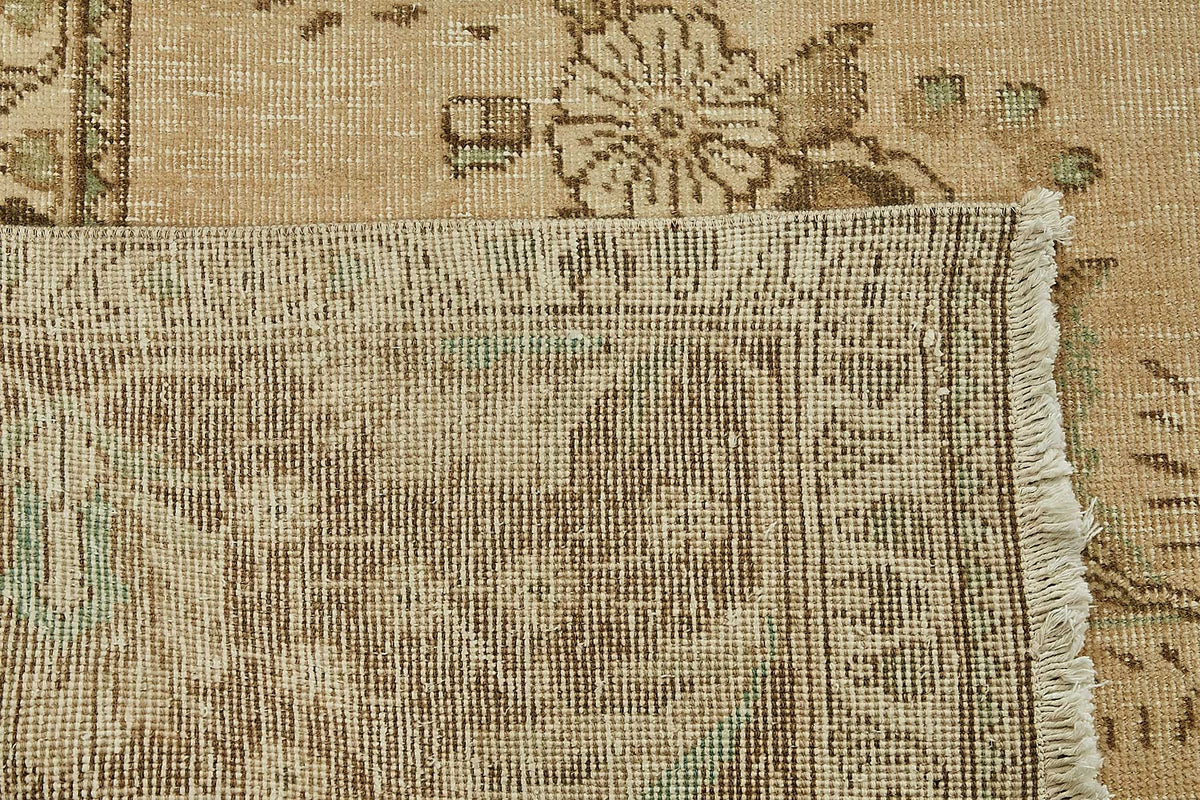Rusvo Bej Kahverengi Madalyon Desenli Vintage El Dokuma Halı 283x385 cm – arka yüz görünümü