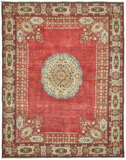 Rusvo Vintage Kırmızı Madalyon Desenli El Dokuma Halı 273x344 cm