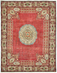 Rusvo Vintage Kırmızı Madalyon Desenli El Dokuma Halı 273x344 cm