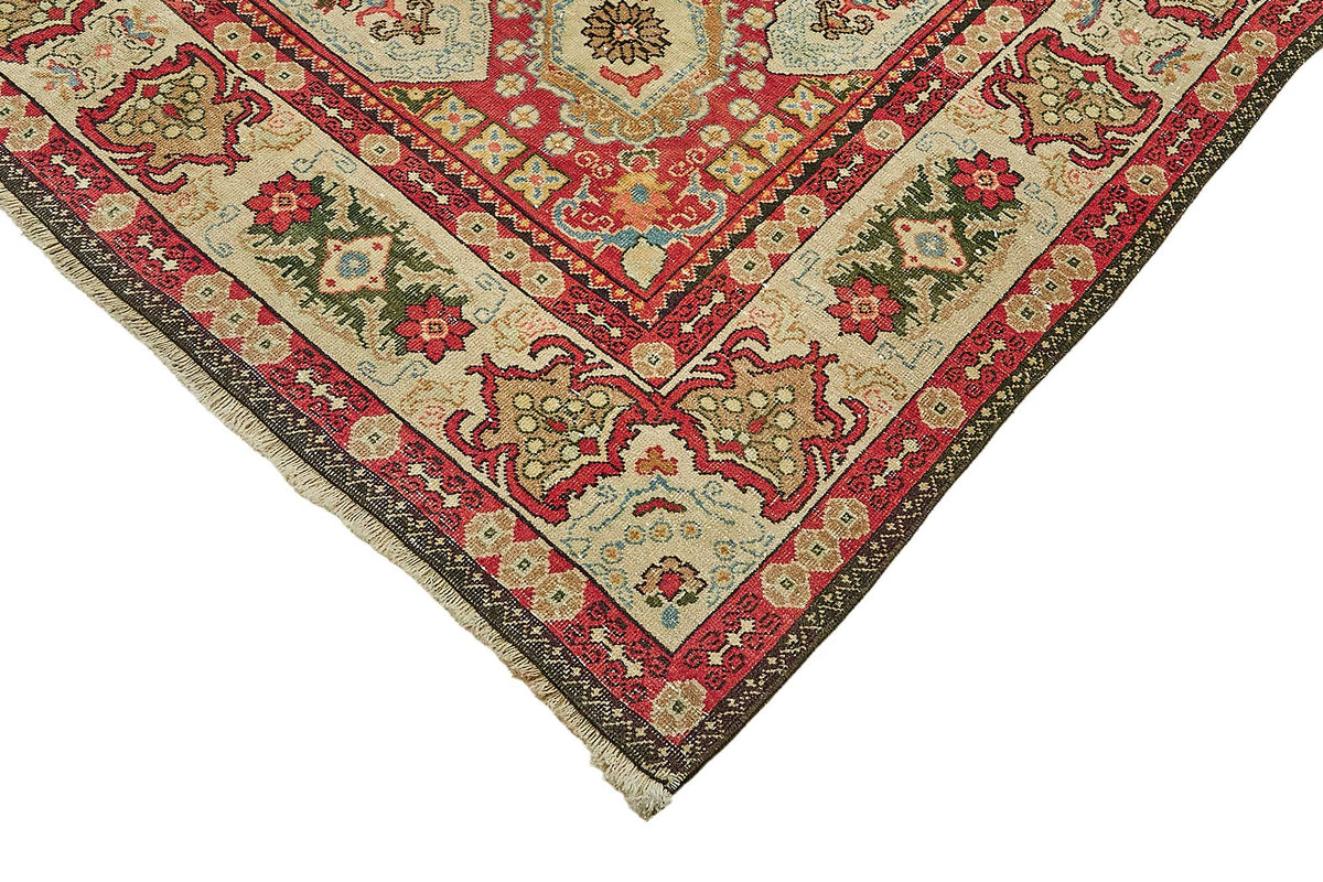 Rusvo Vintage Kırmızı Madalyon Desenli El Dokuma Halı 273x344 cm – detay görünümü