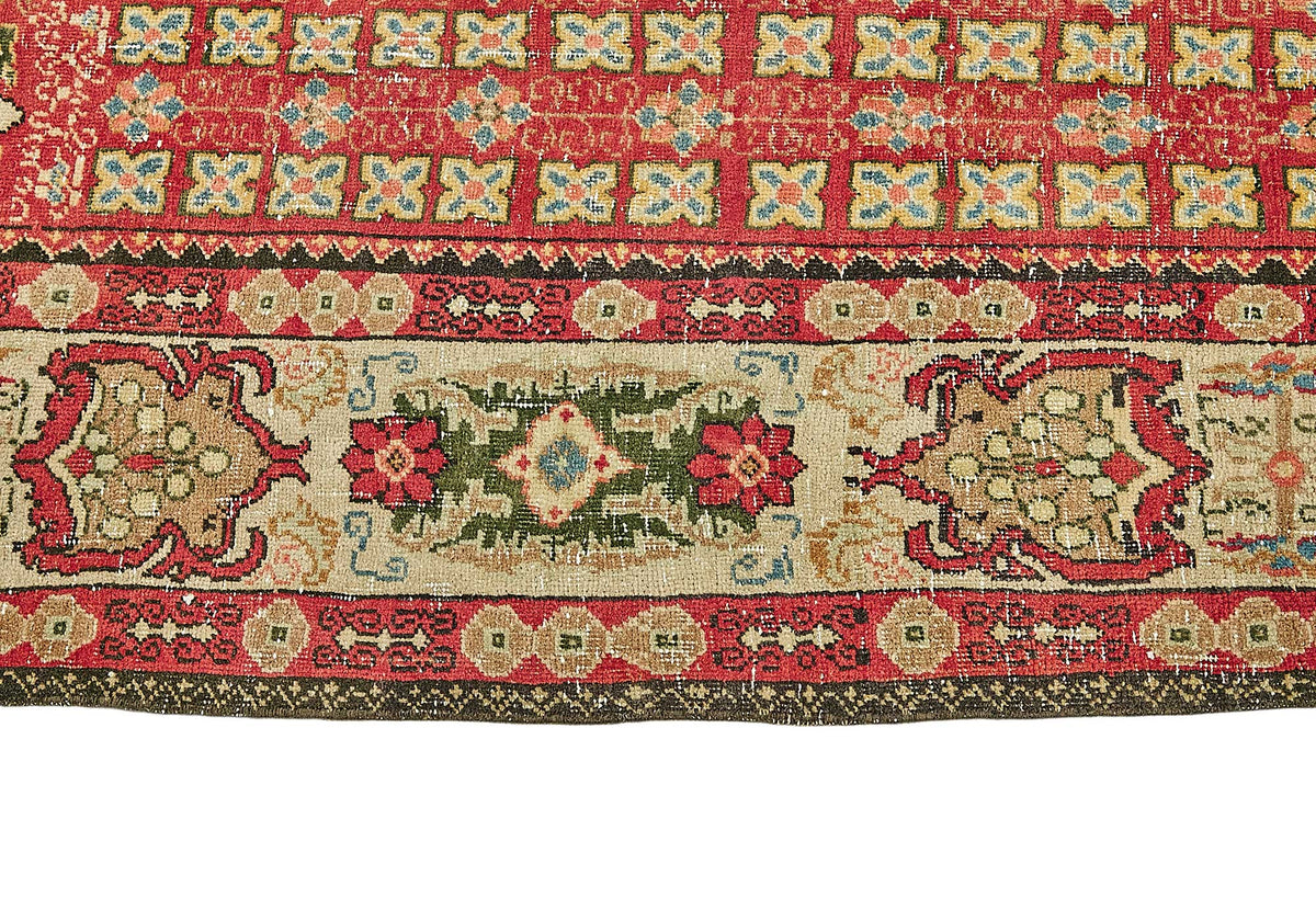 Rusvo Vintage Kırmızı Madalyon Desenli El Dokuma Halı 273x344 cm – farklı açı