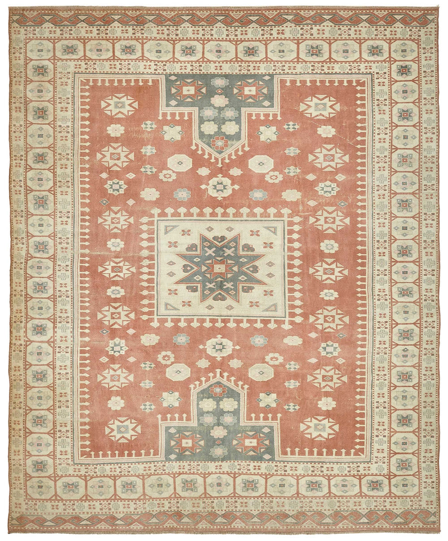 Rusvo Vintage Kırmızı Madalyon Desenli El Dokuma Halı 295x360 cm 49718