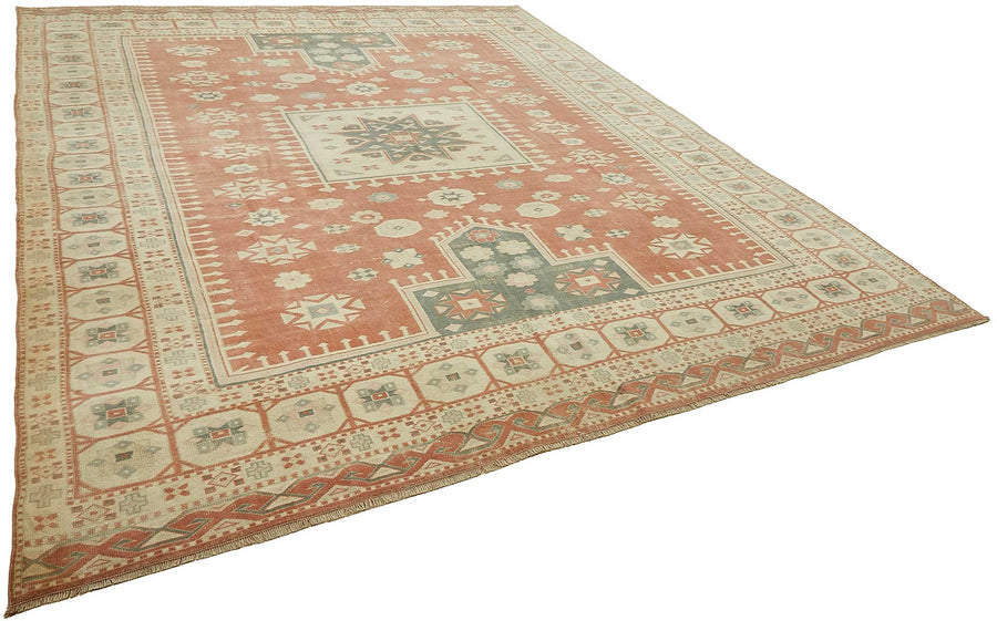 Rusvo Vintage Kırmızı Madalyon Desenli El Dokuma Halı 295x360 cm 49718 – genel görünüm