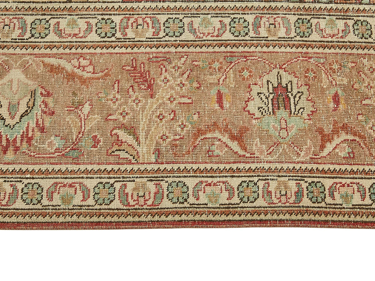 Rusvo Vintage Kırmızı Bej Madalyon Desenli El Dokuma Halı 304x376 cm – farklı açı