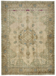 Rusvo Bej Kahverengi Madalyonlu Yün El Dokuma Halı 373x521 cm