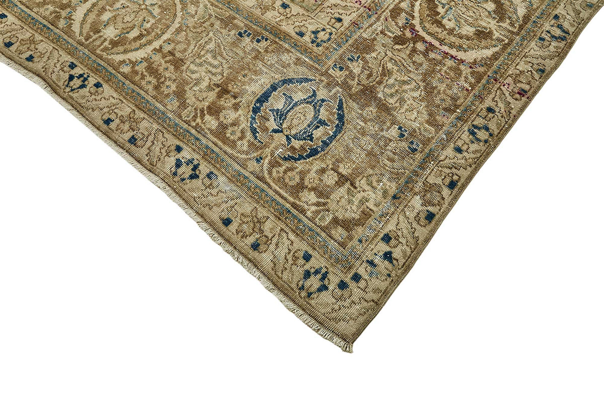 Rusvo Bej Kahverengi Madalyonlu Yün El Dokuma Halı 373x521 cm – detay görünümü