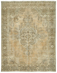 Rusvo Kahverengi Vintage Halı Bej Madalyon Desenli 300x387 cm