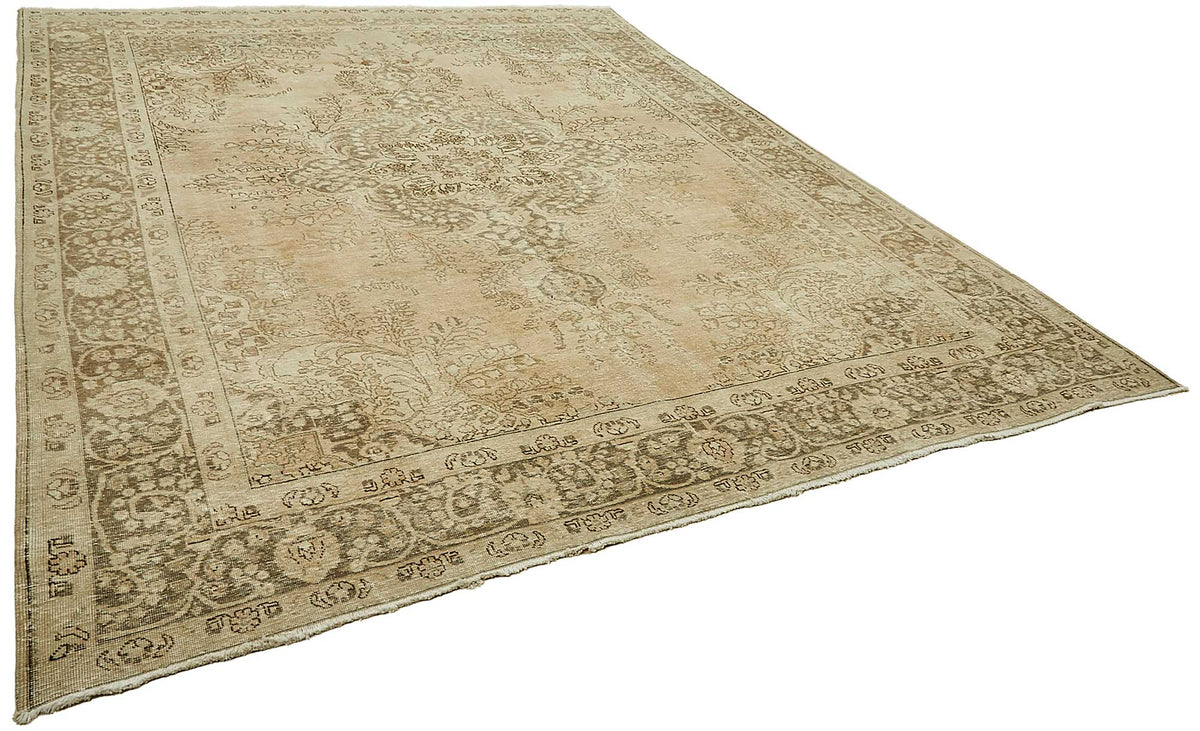 Rusvo Kahverengi Vintage Halı Bej Madalyon Desenli 300x387 cm – genel görünüm