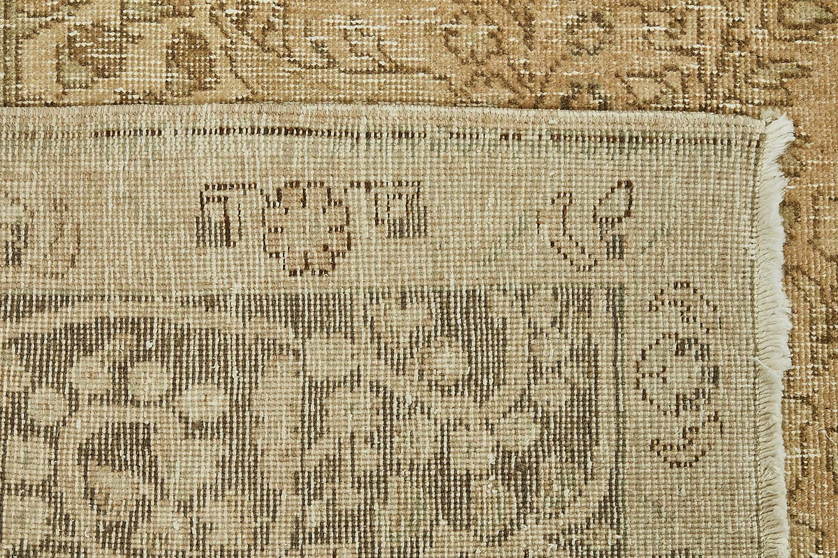 Rusvo Kahverengi Vintage Halı Bej Madalyon Desenli 300x387 cm – arka yüz görünümü