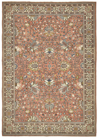 Rusvo Pembe Çiçek Desenli Yün El Dokuma Halı 236x351 cm 49732