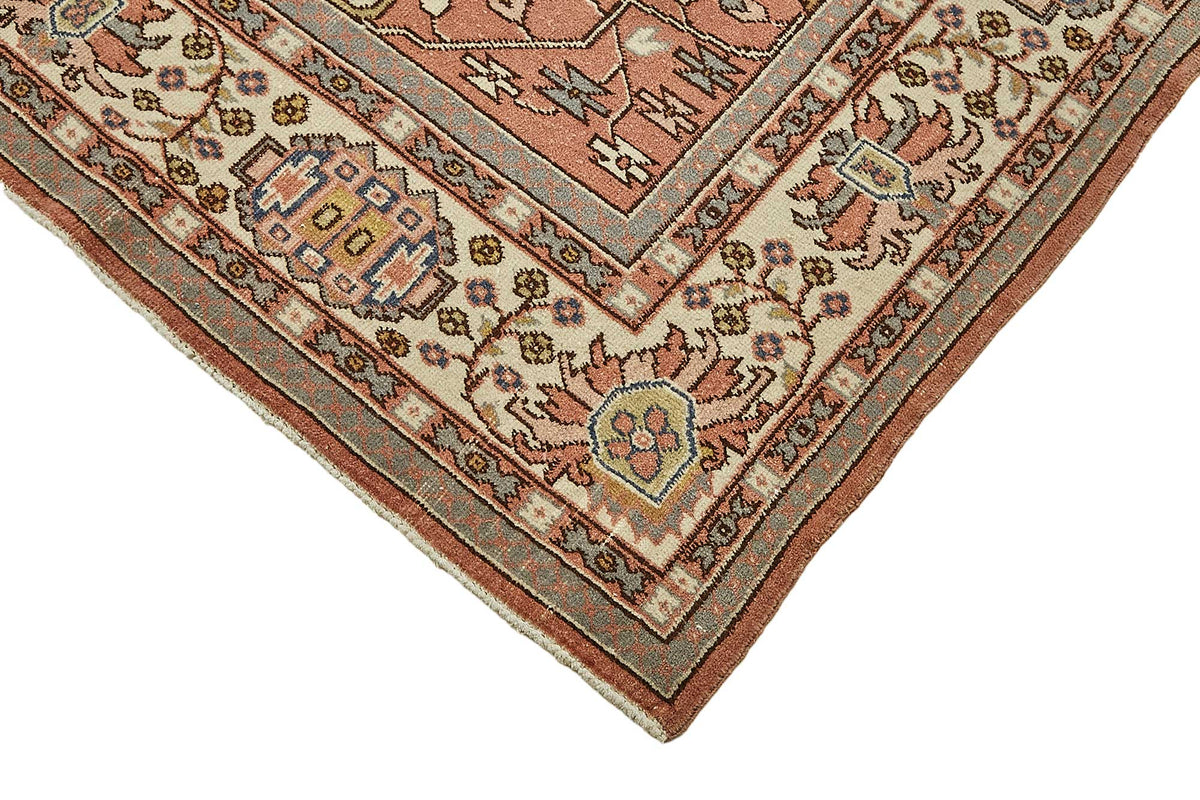 Rusvo Pembe Çiçek Desenli Yün El Dokuma Halı 236x351 cm 49732 – detay görünümü