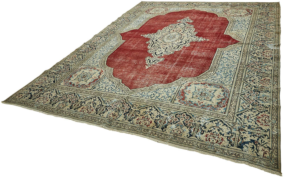 Rusvo Madalyon Desenli Kırmızı El Dokuma Halı 259x363 cm 49733 – doku yakın çekim