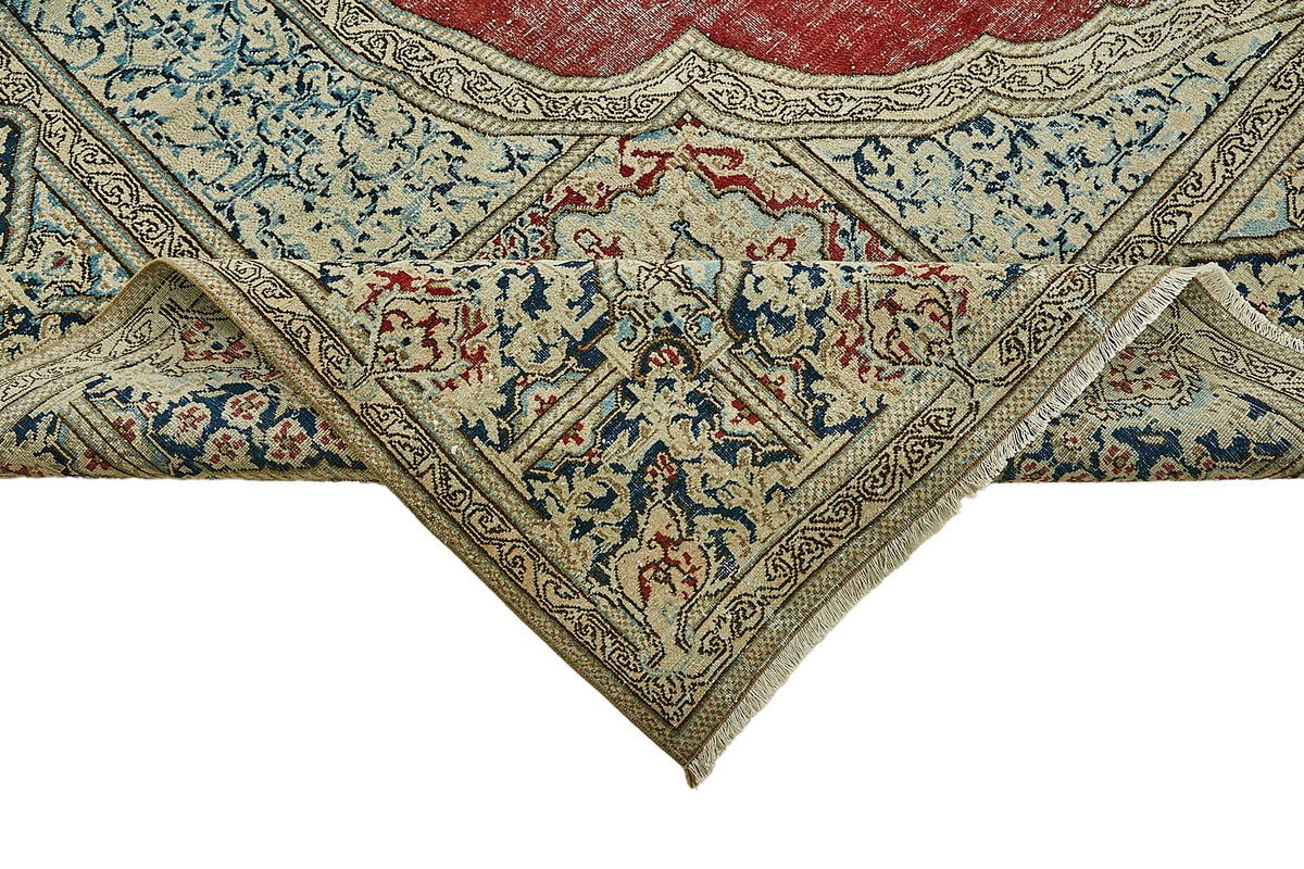 Rusvo Madalyon Desenli Kırmızı El Dokuma Halı 259x363 cm 49733 – kenar detayı