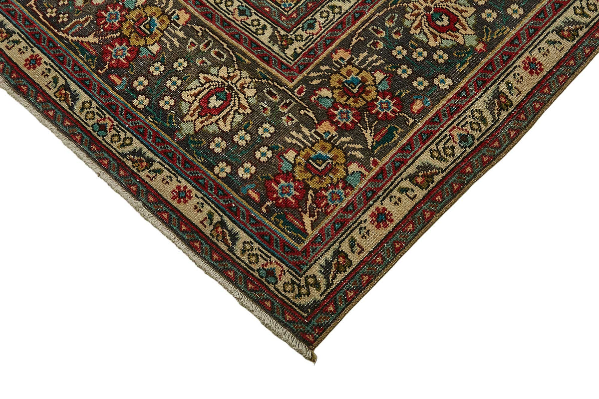 Rusvo Kırmızı Turkuaz Madalyon Desenli Yün Halı 248x329 cm – detay görünümü