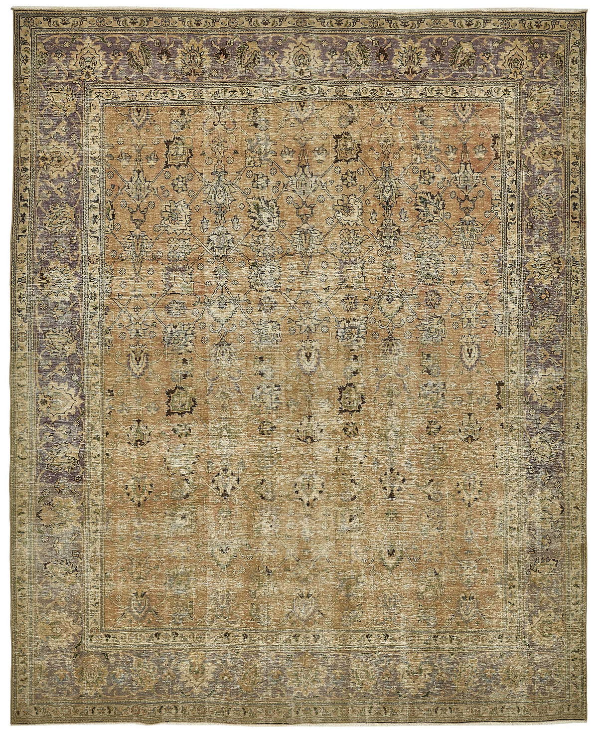 Rusvo Vintage Halı Bej Madalyon Desenli El Dokuma 298x370 cm