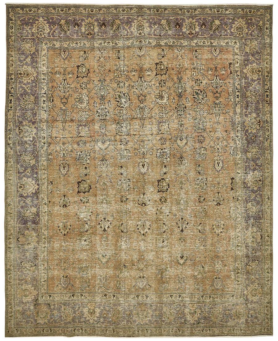 Rusvo Vintage Halı Bej Madalyon Desenli El Dokuma 298x370 cm