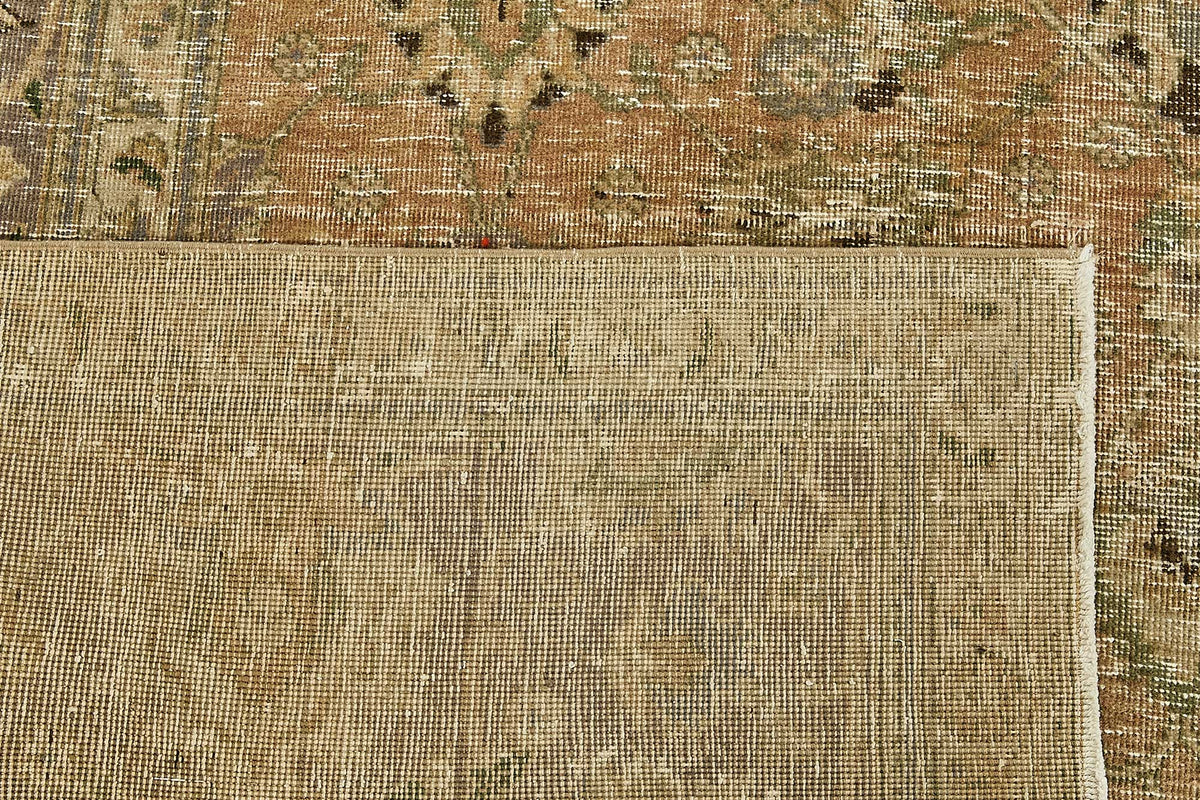 Rusvo Vintage Halı Bej Madalyon Desenli El Dokuma 298x370 cm – arka yüz görünümü
