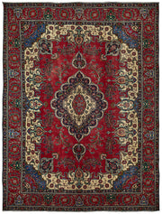 Rusvo Kırmızı Bej Madalyon Desenli Yün El Dokuma Halı 300x390 cm